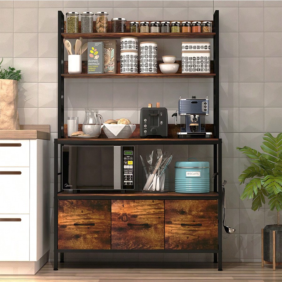Microwave Oven - Regał kuchenny z 3 koszami, 5-poziomowy